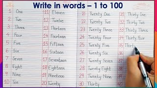 Write number names 1 to 100 in words  one to hundred spelling in English write spelling 1 to 100 [upl. by Punak993]