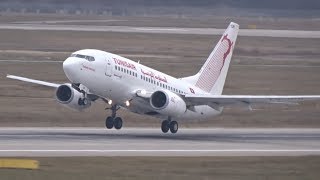 Tunisair  Boeing 737600  Landing at AMS  Takeoff at DUS TSIOR [upl. by Juliann]