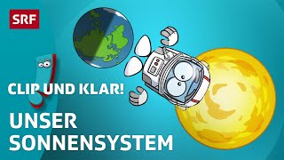 Sonnensystem Wie ist es aufgebaut  SRF Kids – Clip und klar  Für Kinder erklärt [upl. by Kcirred]