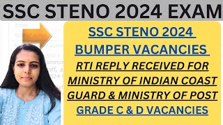 SSC STENO VACANCY  SSC STENO BUMPER VACANCIES IN MINISTRY OF POSTS  SSC STENO COAST GUARD VACANCY [upl. by Ahsitel]