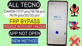 All Tecno Camon 1717 pro1818 pro1919 pro2020 pro FRP Bypass  Google Account Unlock [upl. by Vachell799]