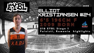 Elliot Kristiansen 196cm 6’5 2009 Born EYBL U16 Highlights Poleisti Romania 2024 [upl. by Heigho]