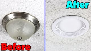 How to Install LED Canless Recessed lighting  Upgrade Flush Mounted Lights [upl. by Yduj677]