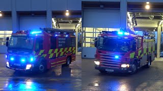 Newcastle And Loggerheads Pump Turning From Newcastle Fire Station  Staffordshire Fire And Rescue [upl. by Asilla]