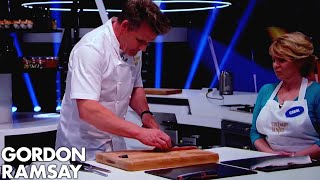 How to Fillet a Salmon Into 10 Equal Pieces  Gordon Ramsay [upl. by Halfon]