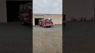 Ex Keasbey tower ladder going for a drive at the New Jersey fire Museum in Allentown New Jersey￼￼￼￼￼ [upl. by Auqenat831]