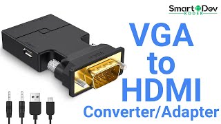 How to Connect from VGA to HDMI ConverterAdapter with Audio  StepbyStep Guide [upl. by Ainala]