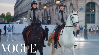 Kendall Jenner amp Gigi Hadid Arrive on Horseback at Vogue World Paris  Vogue [upl. by Eatnoj]