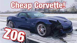 Wrecked 2007 Corvette Z06 Salvage Auction Rebuild Part 1 [upl. by Shere]