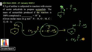 93 g of aniline is subjected to reaction with excess of acetic anhydride to prepare acetanilide Th [upl. by Abad426]