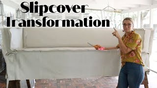 How to cut and pin fit a sofa slipcover without weltpiping [upl. by Talyah377]