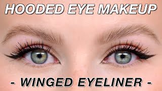 Hooded Eye Makeup Technique  Winged Eyeliner [upl. by Nnaoj]