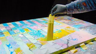 Intuitive Abstract Art Painting Demo With Masking Tape  Stripes [upl. by Nosreve]