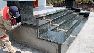 How to Install Granite Stone  Building amp Complete Porch Step Beautiful Construction Design [upl. by Budworth718]