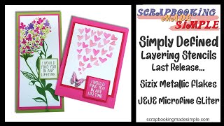 530 Simply Defined layering Stencils with Sizzix Metallic Flakes amp Je Je Microfine Glitter [upl. by Sayres]