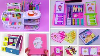 DIY  Cute Stationery Ideas  Folder Organizer Mini notepads desk Organizer from Boxes [upl. by Annaya188]