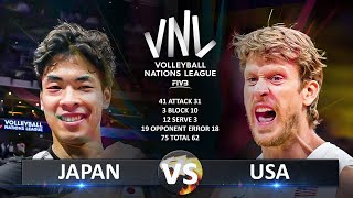 Japan vs USA  Mens VNL 2024 [upl. by Anelrac]