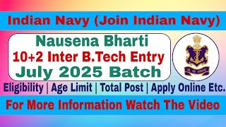 Join Indian Navy 102 BTech Entry Permanent Commission July 2025 Batch  Apply Online for 36 Post [upl. by Enitselec]