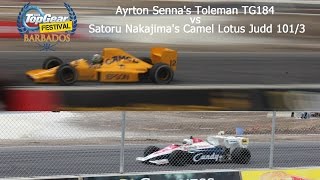 Ayrton Sennas Toleman TG184 vs Satoru Nakajimas Camel Lotus Judd 1013 [upl. by Newmark]