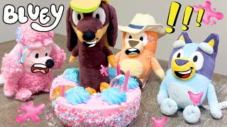 Bluey Messy Adventure Fun Cocos Birthday Cake SMASH and Lila gets a HAIRCUT [upl. by Annamaria]