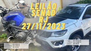 LEILÃO MOTOS E CARROS SENAD NO RIO DE JANEIRO em 27112023 EXCELENTES OPORTUNIDADES desc até 90 [upl. by Gibson]