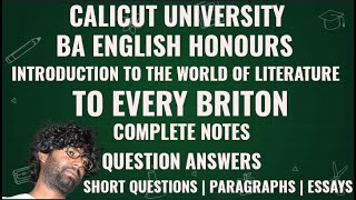 To Every Briton  Notes  Question Answers  BA English 1st Semester  Major  FYUGP  Calicut [upl. by Enahs]