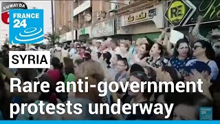 Go away Assad Rare antigovernment protests underway in southern Syria • FRANCE 24 English [upl. by Aitnwahs]