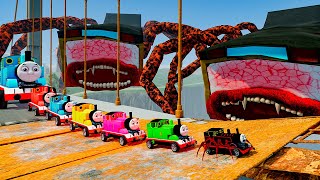 ALL THOMAS vs THOMASEXE Big amp Small Cars vs Broken Bridge with DOUBLE BUS EATER – BeamNGDrive [upl. by Awuhsoj]