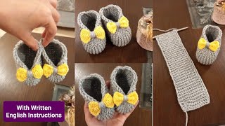 Very Easy Knitting Baby Booties  Shoes  Boots Socks Slippers With Written Instructions [upl. by Newbill]