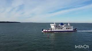 Wightlink  St Faith  RORO car Ferry  Docking at fishborne Isle of wight 4k drone [upl. by Hnil]