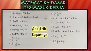 SOAL MATEMATIKA DASAR TES MASUK KERJA YANG SERING KELUAR DI PSIKOTES [upl. by Zevahc220]