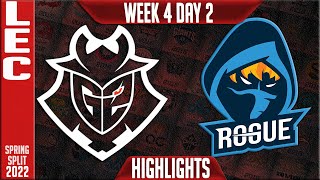 G2 vs RGE Highlights  LEC Spring 2022 W4D2  G2 Esports vs Rogue [upl. by Tyree]