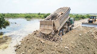 EPIC Operator SWAMP Landfill Foundation Structure Build New Road Over Water In Lake [upl. by Fulbert]