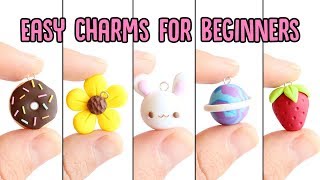 Easy Charms For Beginners│5 in 1 Polymer Clay Tutorial [upl. by Refenej]