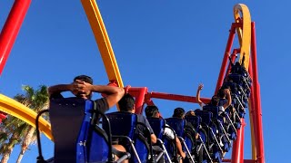 Wonder Woman Flight of Courage Six Flags Magic Mountain  GOs Coaster Clips [upl. by Bertilla]