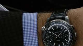 Jaeger LeCoultre Polaris 44mm Titanium Black Dial Worldtime Chronograph Strap Watch [upl. by Adaran]