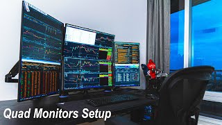 My QUAD Monitors Trading Computer Setup  32quot Vertical  27quot Horizontal [upl. by Shaver714]