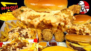 ASMR MUKBANG ANIMAL STYLE INNOUT BURGER KFC CRISPY CHICKEN amp ANIMAL STYLE FRIES  WITH CHEESE [upl. by Elohcin638]