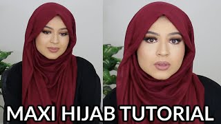 HOW TO STYLE A MAXI HIJAB  SUPER FLOWY FULL COVERAGE HIJAB TUTORIAL [upl. by Onirefez]