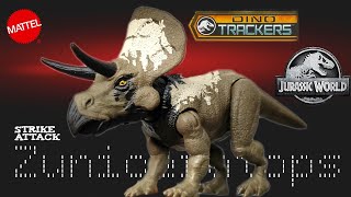 Zuniceratops with feathers Mattel Jurassic World Dino Trackers Strike Attack Zuniceratops Review [upl. by Marmaduke381]