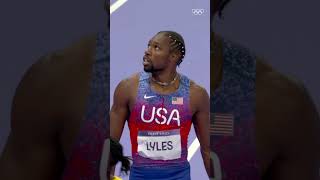 Noah Lyles made it an unforgettable 100m final😍🥇 Olympics Paris2024 [upl. by Adnylem]