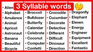 3 Syllable Word List 🤔  Syllables in English  Types of Syllables  Learn with examples [upl. by Eastman]