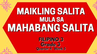 Maikling Salita mula sa Mahabang Salita Filipino 3 Halimbawa  Mommy Merai [upl. by Bathulda]