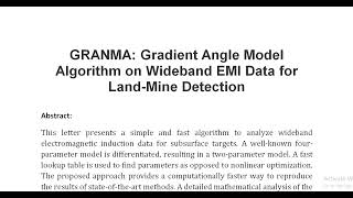 GRANMA Gradient Angle Model Algorithm on Wideband EMI Data for Land Mine Detection [upl. by Yldarb]