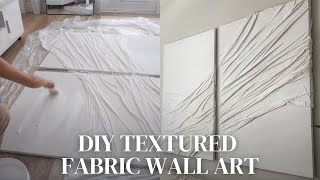 EASY DIY TEXTURED FABRIC WALL ART TUTORIAL  diy canvas art step by step [upl. by Roselin]