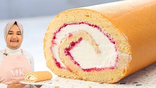 The lightest most moist SWISS ROLL cake recipe Ive ever had Literally melts in your mouth [upl. by Ardnuassak]