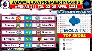 Jadwal Liga Inggris Pekan 31  Man United vs Leicester  Klasemen Premier League 2022  Live Mola Tv [upl. by Nylrem]