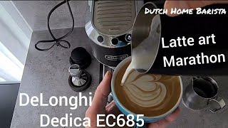 Latte art marathon  DeLonghi Dedica EC685 [upl. by Deva488]