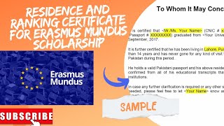 How to get residence and ranking certificate for erasmus mundus scholarship sharing template for U [upl. by Yelsnya]