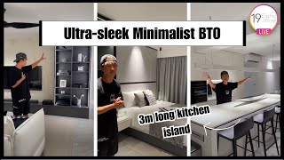 3m Long Grand Kitchen Island Bright amp UltraSleek Minimalist BTO Home Tour  Interior Design SG [upl. by Dyoll]